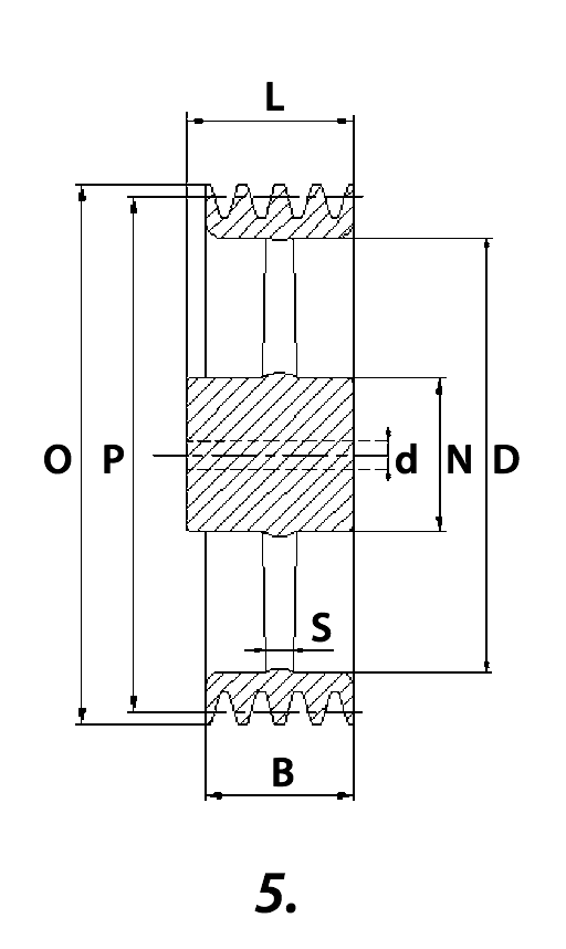 Клиновые шкивы для расточки, форма 5